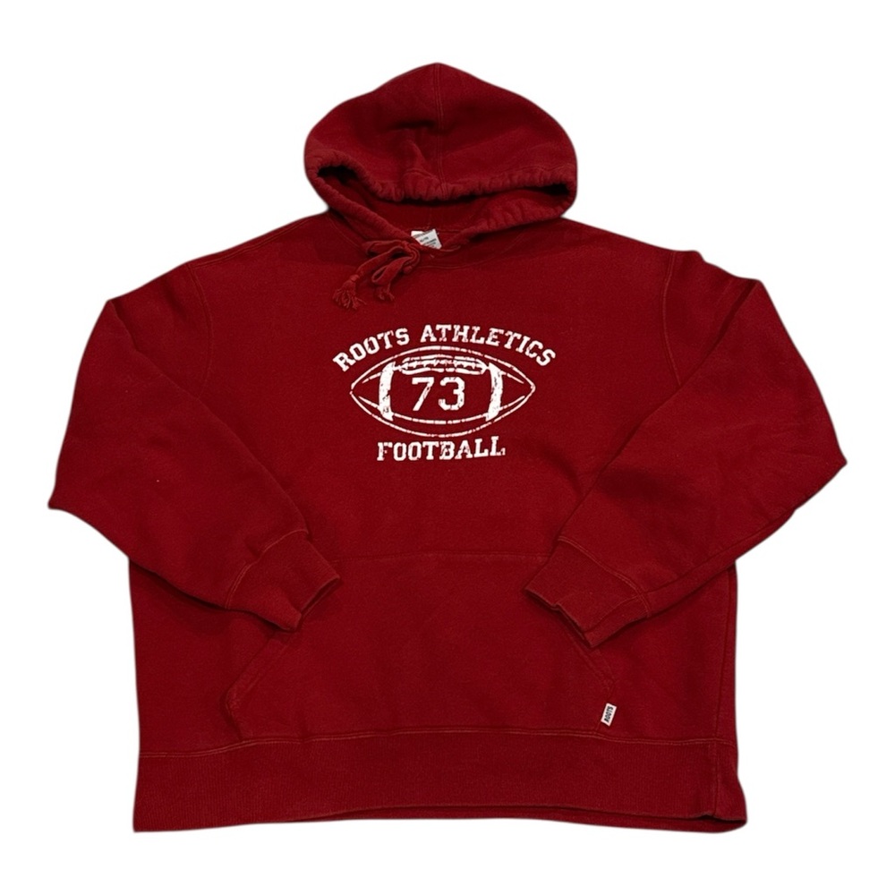 Roots Athletics Football Red Pullover Long Sleeve Hoodie Sweatshirt Mens XL